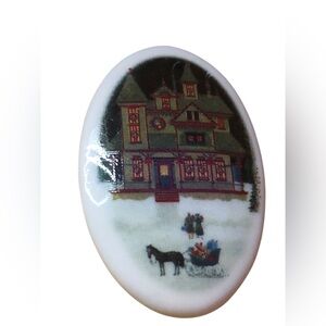 CHARLES WYSOCKI Vintage‎ Christmas Winter Horse Drawn Sleigh Carriage Brooch Pin